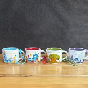 Set of 4 Starbucks Disney Parks Mini Mug Ornaments